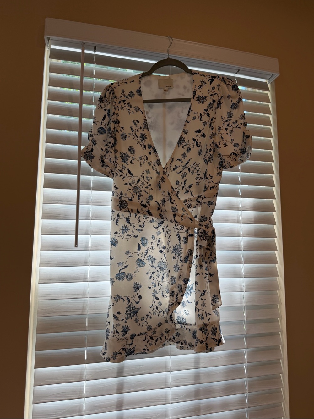Greylin White Dress with Navy Floral Print